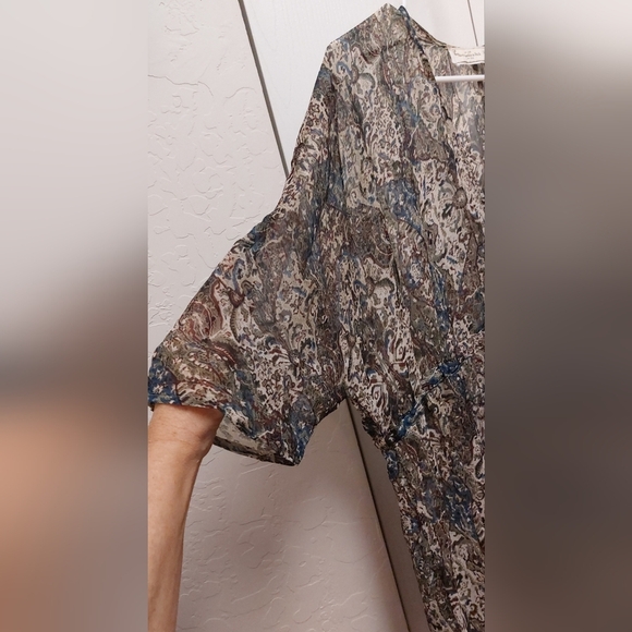 Abercrombie & Fitch Chiffon Sheer Top Duster Front Tie Uneven Hem Office Boho - Picture 13 of 16